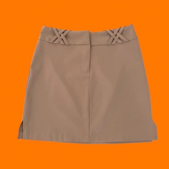 90's vintage beige khaki high waisted bodycon mini skirt Size 7 star city - Picture 1 of 6
